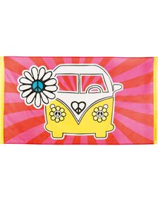 Stor Banderoll med Bild av Folkvagn 90x150 cm - Flower Power