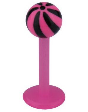Candy Stripes Labret - Rosa/Svart - Strl 1,2x8x4mm