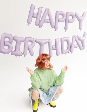 Lilla Happy Birthday Folieballong - Banner 340x35cm 