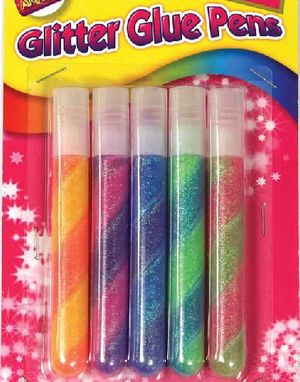 5 stk Tuber med Färgrikt Glitterlim