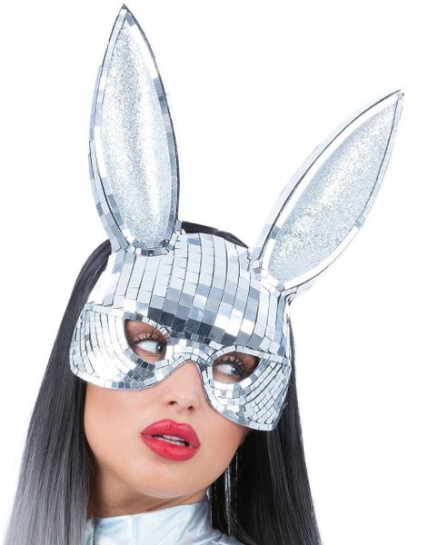 Sexy Sølvfarget Disco Bunny Maske