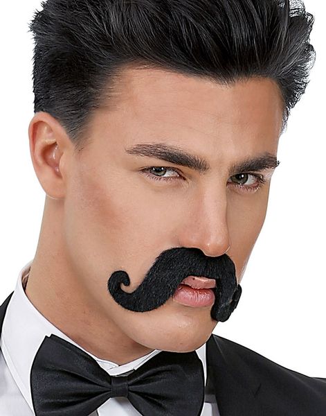 Stor Svart Handlebarmustasch