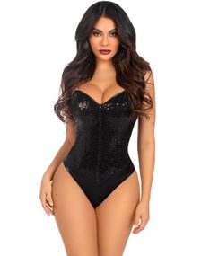Svart Bodysuit Med Paljetter Til Dam
