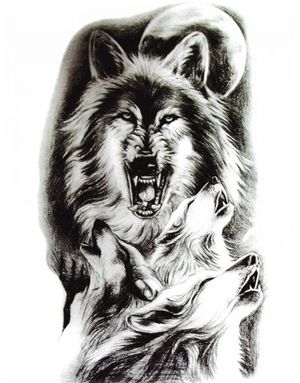 Howling Wolves (Fake Tattoo)