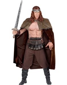 Brun Vikingakappa i Velour med Fuskpäls 125 cm