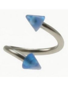 Curve Ögonbrynspiercing med Blå Spikes - 1.2 x 8 mm