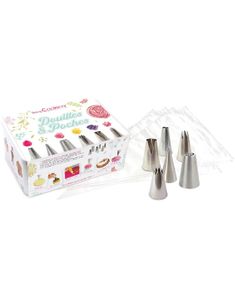 Sett med 6 Sprøytetupper og 8 Sprøyteposer i Metallboks - ScrapCooking