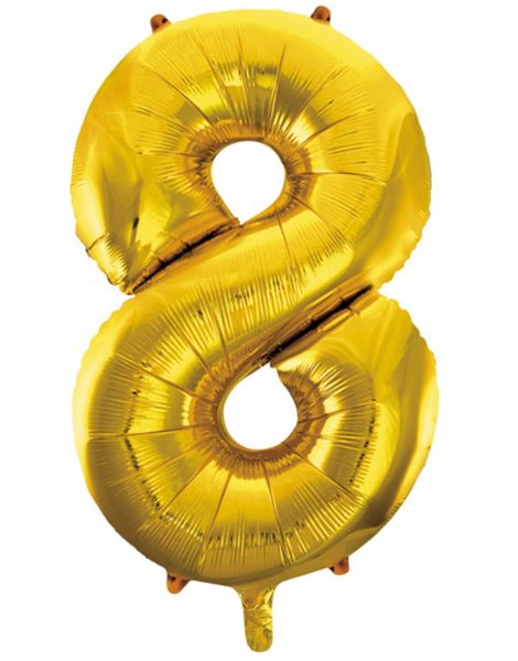 Talet 8 - Guldfärgad JUMBO Folieballong 86 cm