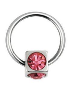 Tärning m/Rosa Stenar BCR Piercing