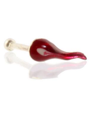 Tadpole Red - Näspiercing i Äkta Silver 925S