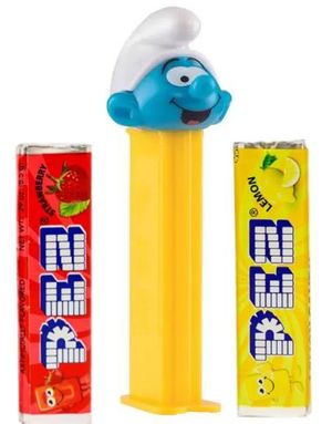 Smurf Pez-Holder med 2 stk Pez Pakker
