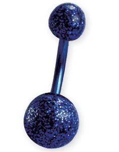 Glitter Ball Blå Zircon - Navelpiercing i Titan