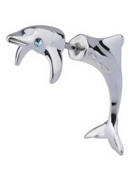 Fejkpiercing med 3D-formad Delfin - Stål