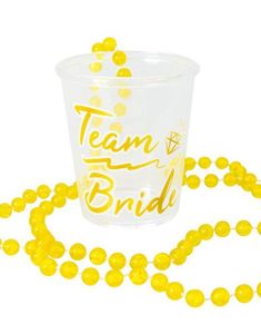 Shotglas m/Guldfärgad Pärlhalsband "Team Bride" - Hen Party