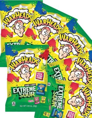 12 st Warheads Extreme Sour Hard Candy - Extremsurt Godis med Olika Fruktsmaker - Hel Låda 336 gram (USA Import)