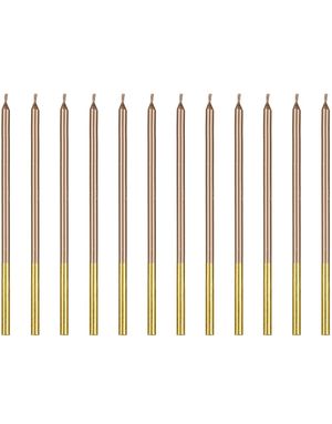 12 stk Gullfargede Kakelys 14 cm