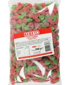 2 kg Bebeto Fizzy Cherry - Pose med Fizzy Kirsebærvingummi