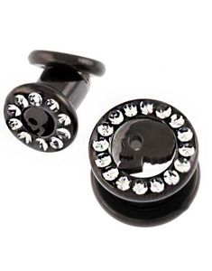 Dead Head - Svart Piercing Tunnel med Stenar