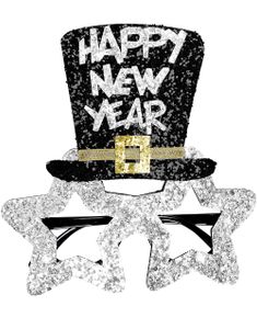 Silverfärgade Happy New Year Glasögon