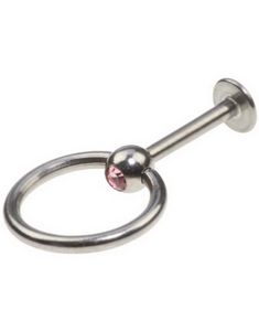 Labrett med Rosa Sten och Slavring - 1,2 x 8 mm