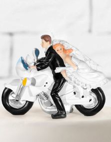 Brudpar på Motorcykel - Tårttopp 11,5 cm
