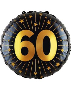 60-års Firande - Svart och Guld Folieballong 46 cm