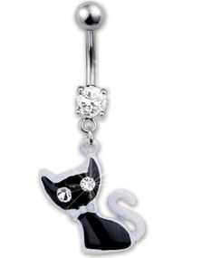 Freaky Kitty Navelpiercing - Svart/vit