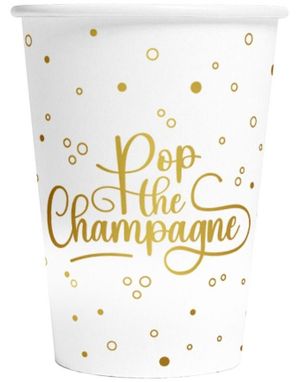 8 st Pop the Champagne - Vita Papperskoppar 210 ml