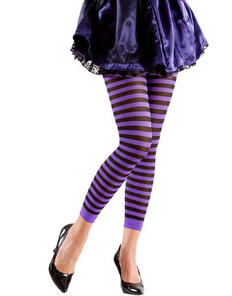 Randiga Svarta och Lila Tights