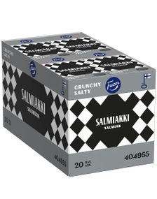 20 stk Fazer Salmiakki Cruncy Salty - Pastilleske med Knasende Salte Salmiakk/Lakris Pastiller - Hel Eske