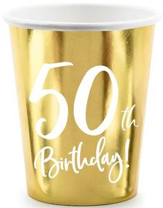 50 år - 6 st Metallic Guldfärgad kartongmugg