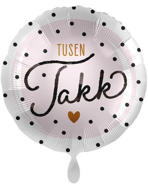 Rund Prickig Folieballong - Tusen Takk 43 cm