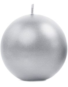 Metalliskt Silverfärgat Kulformat Stearinljus 8 cm