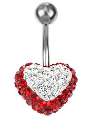 Celebrity Heart Navelpiercing - Röd/Vit