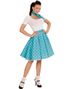 Blå 50-Tals Polka Dot Maskeradskjort och Halsduk