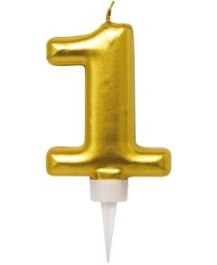 1 Tal - Guldfärgat Tårtljus 11 cm
