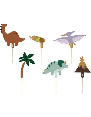 6 stk Kaketoppere - Dino Party 
