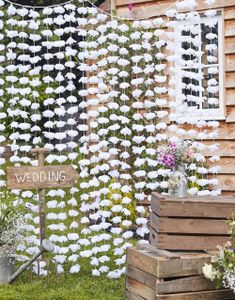 Hvit Blomstergardin 2 meter