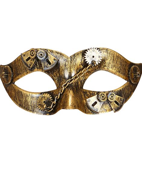 Guldfärgad och Svart Steampunk Ögonmask
