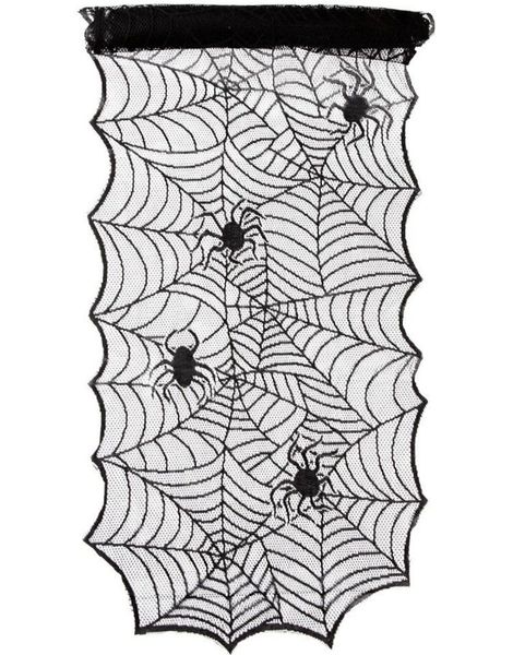 Svart Spindelvev Bordløper med Edderkopp Motiv 180 cm x 44 cm