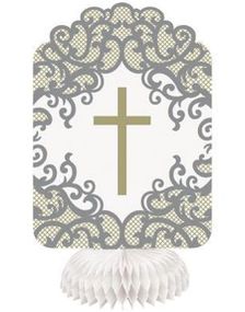 3 Stk Gullkors Honeycomb Bordpynt 20 cm - Gold Cross