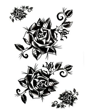 Dark Roses - 4 stk Tatoveringer (Fake Tattoo)