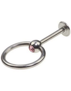 Labrett med Rosa Sten och Slavring - 1,2 x 8 mm