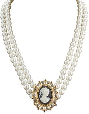 Choker med Pärlor och Cameo Silhuett