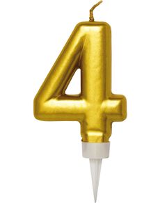 4 Tal - Guldfärgat Tårtljus 11 cm