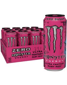 12 stk Monster Energy Ultra Fantasy Ruby Red Zero - Sukkerfri Energidrikk - Helt Brett 12 x 500 ml (Polen)
