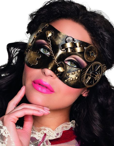 Steampunk Ögonmask i Svart och Guldfärgat