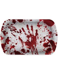 Serveringsfat med Blod og Blodig Håndavtrykk - 29x15x3,5 cm