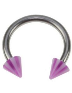 Rund Ögonbrynspiercing med Lila och Vita Spike Kulor - 1.2 x 8 mm