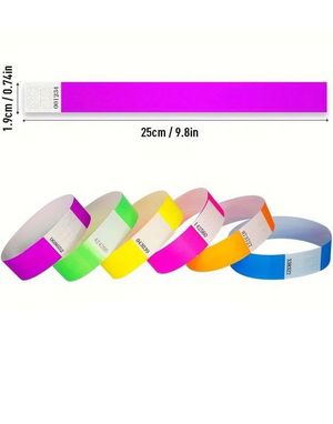 600 stk Nummererte Tyvek Festivalarmbånd / Entrearmbånd - Multifarget